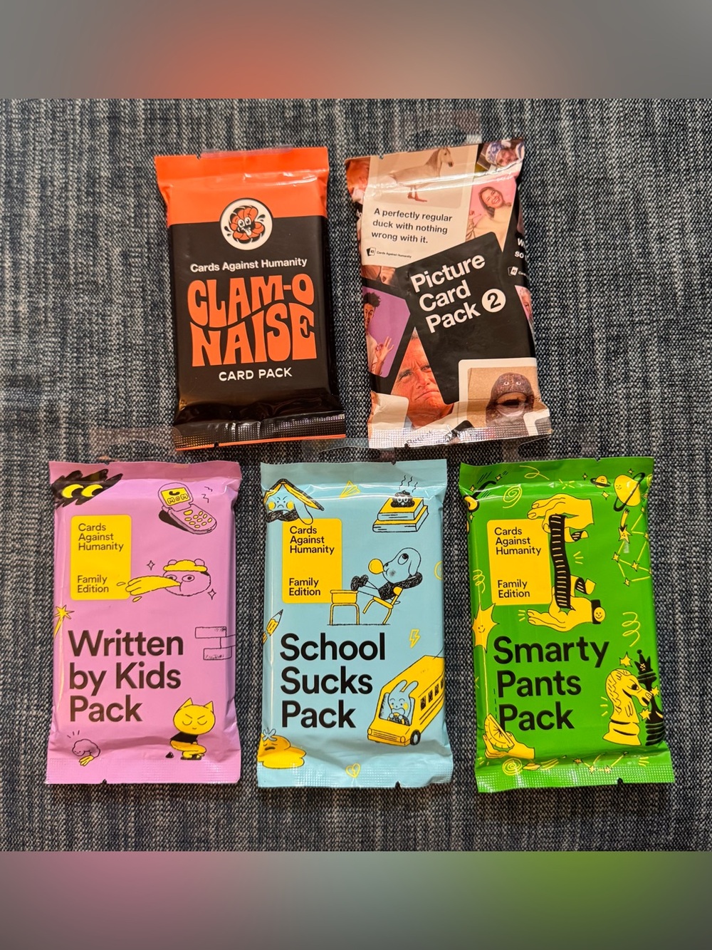 NEW SEALED Cards Against Humanity 5-Pack Bundle:  2 Adult + 3 Family packs